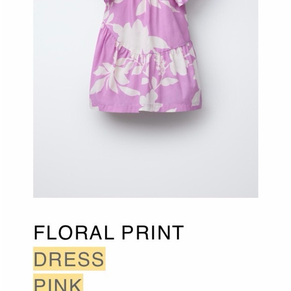 Zara Pink Floral Kids Dress 2T